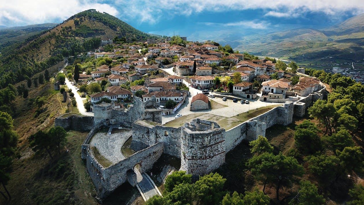 Free Aerial View of City Buildings Stock Photo